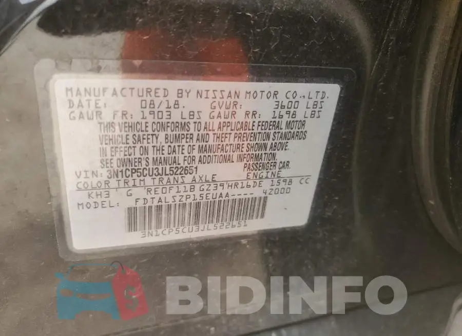 3N1CP5CU3JL522651 Photo# 12