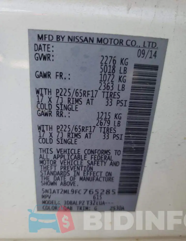 5N1AT2ML9FC765285 Photo# 14