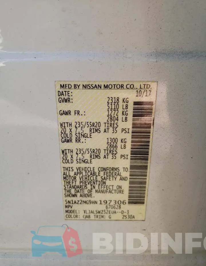 5N1AZ2MG9HN197306 Photo# 13
