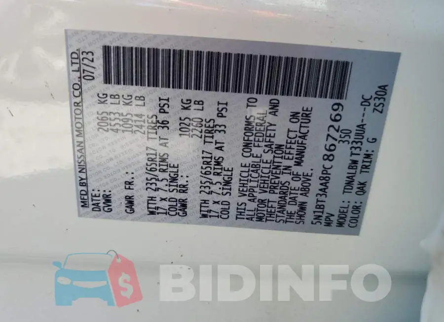 5N1BT3AA8PC867269 Photo# 14
