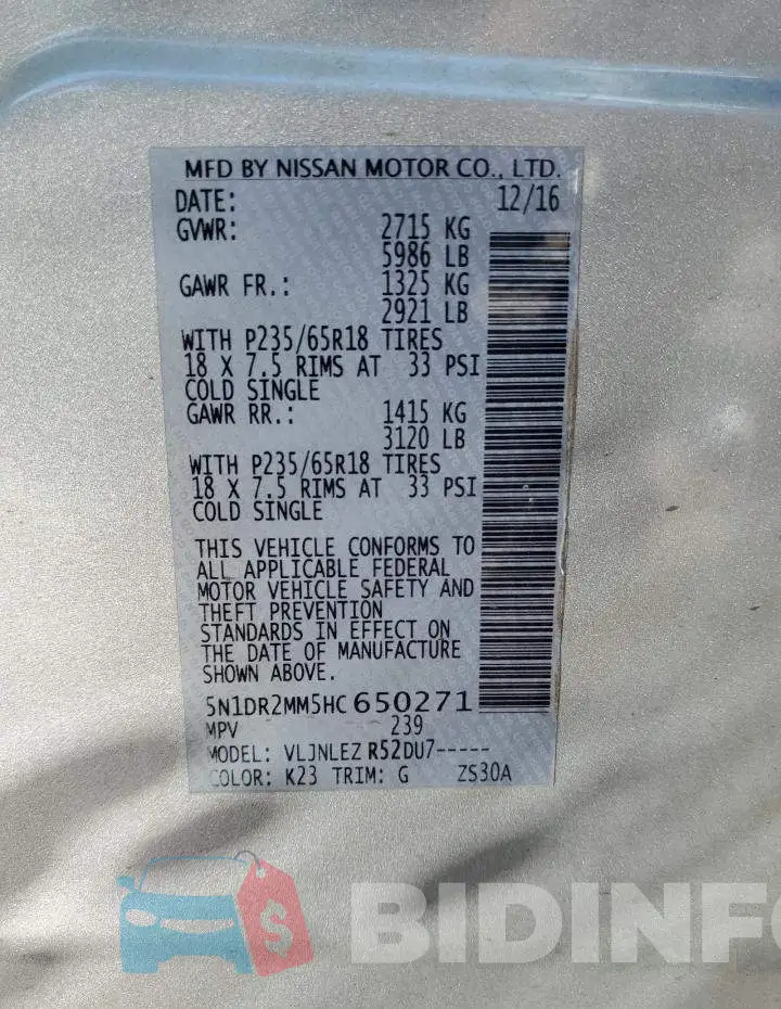 5N1DR2MM5HC650271 Photo# 14