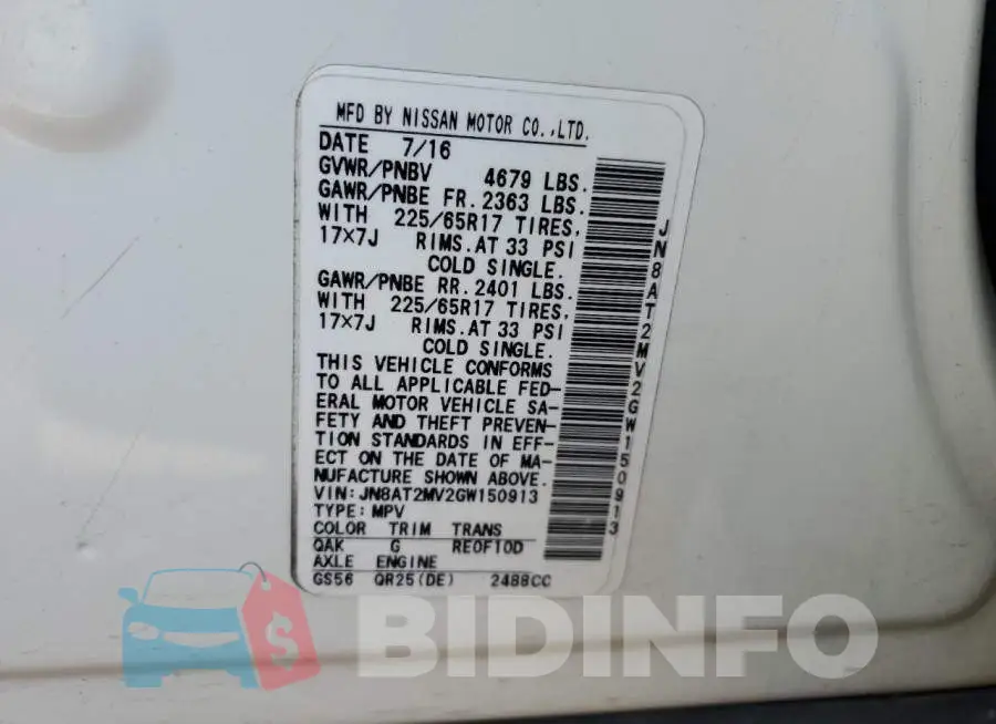 JN8AT2MV2GW150913 Photo# 13