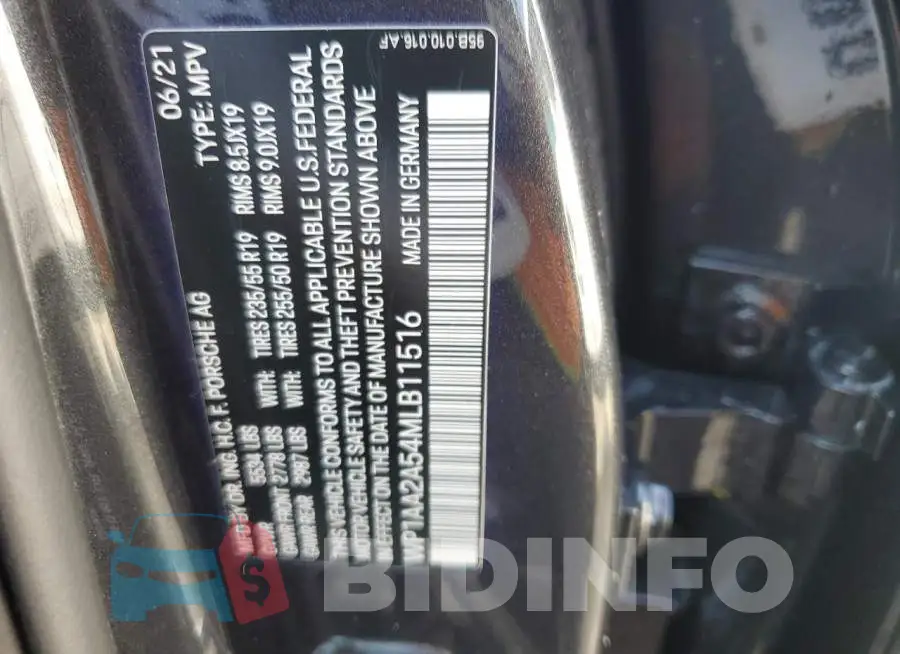 WP1AA2A54MLB11516 Photo# 12