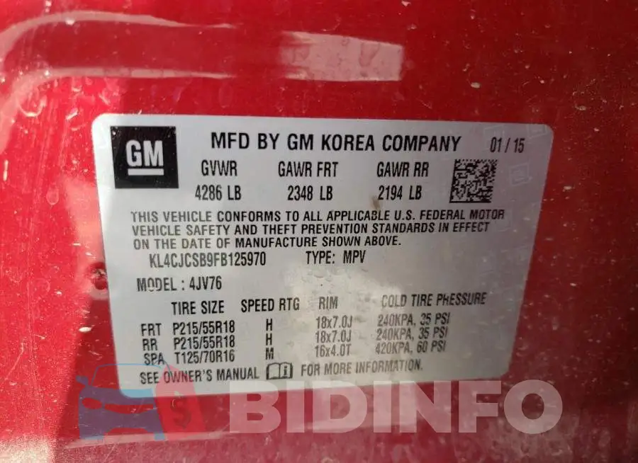 KL4CJCSB9FB125970 Photo# 13