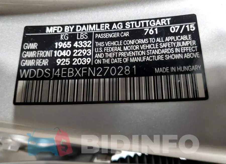 WDDSJ4EBXFN270281 Photo# 13