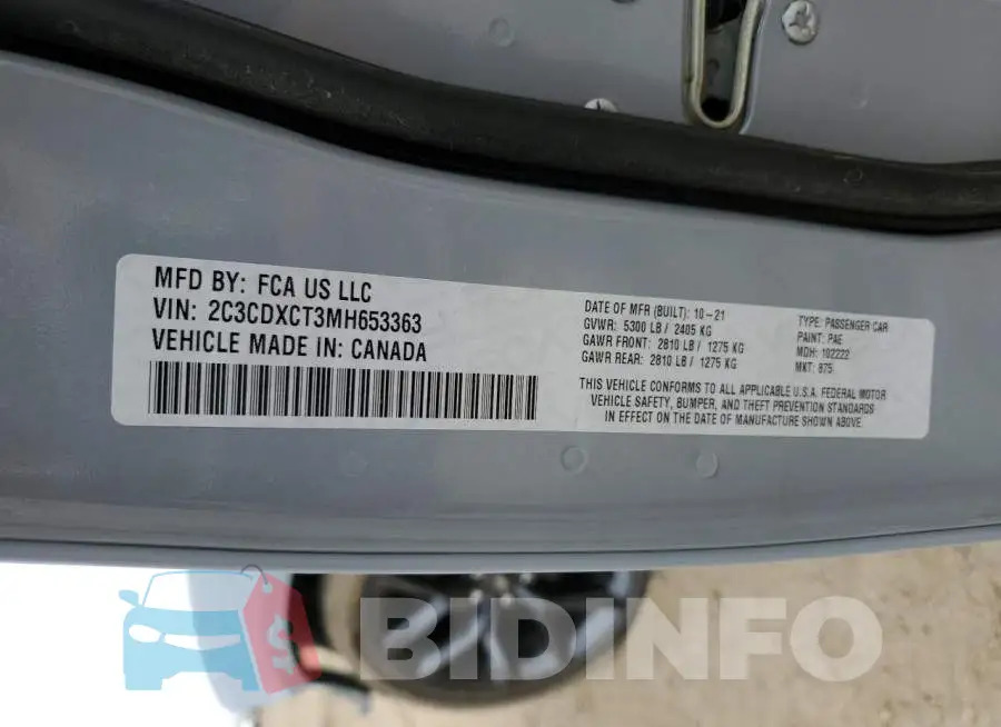 2C3CDXCT3MH653363 Photo# 13