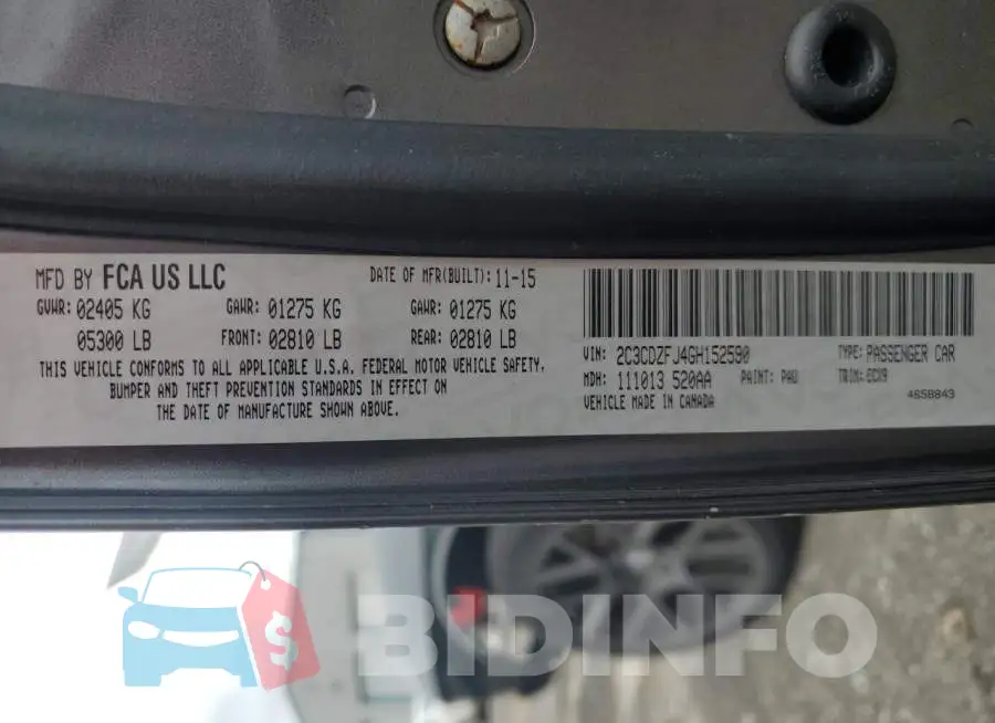 2C3CDZFJ4GH152590 Photo# 12