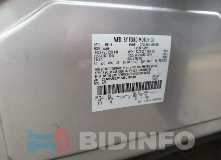 2LMPJ8LP1KBL16849 Photo# 13
