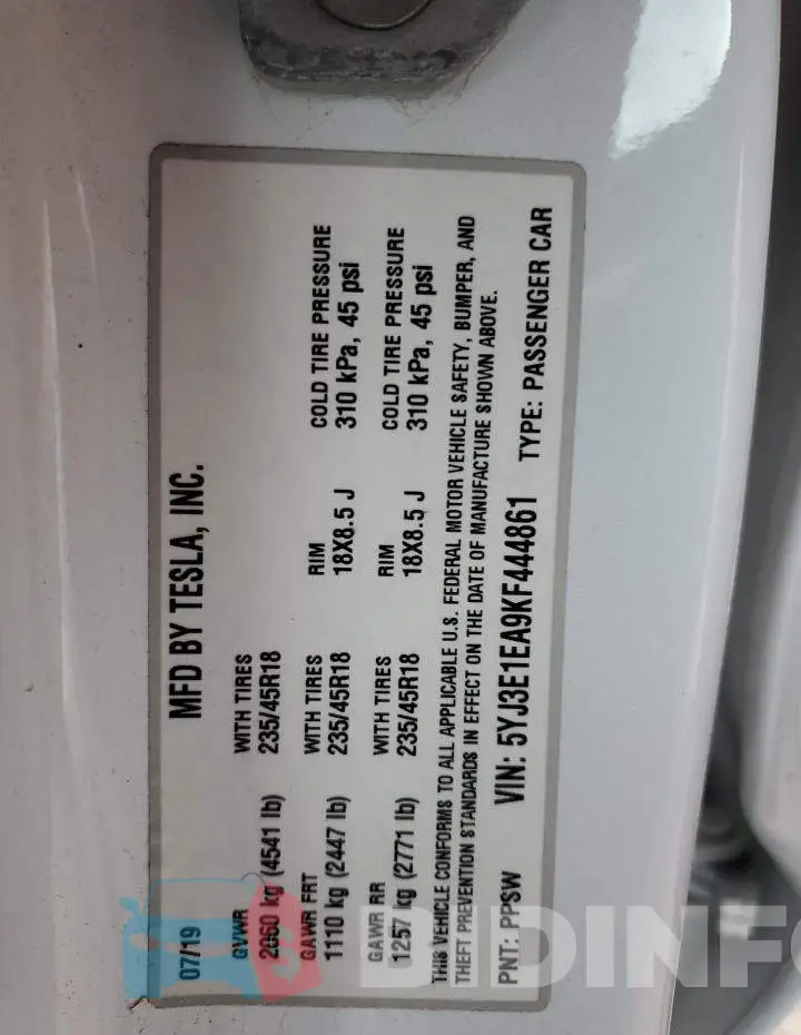 5YJ3E1EA9KF444861 Photo# 12