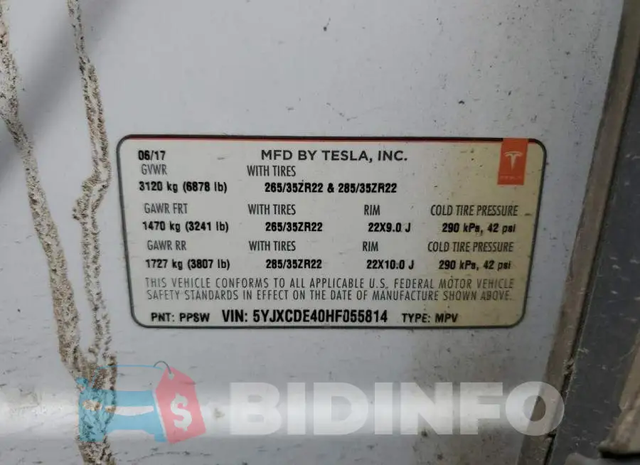 5YJXCDE40HF055814 Photo# 13