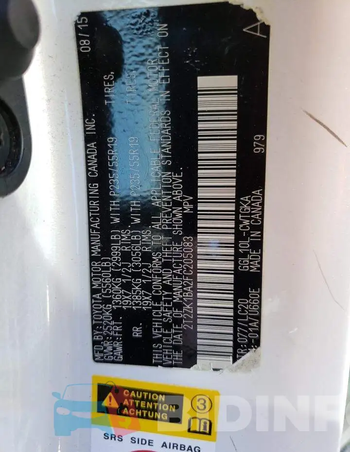 2T2ZK1BA2FC205083 Photo# 13