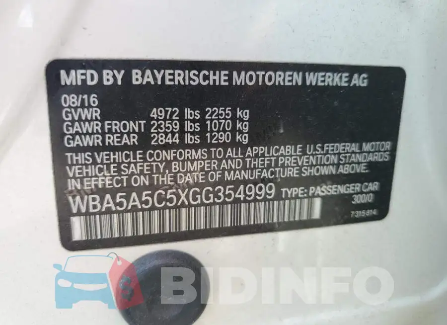 WBA5A5C5XGG354999 Photo# 12