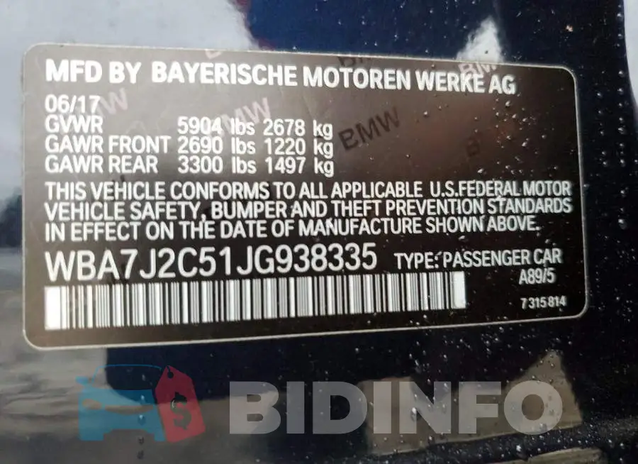 WBA7J2C51JG938335 Photo# 13