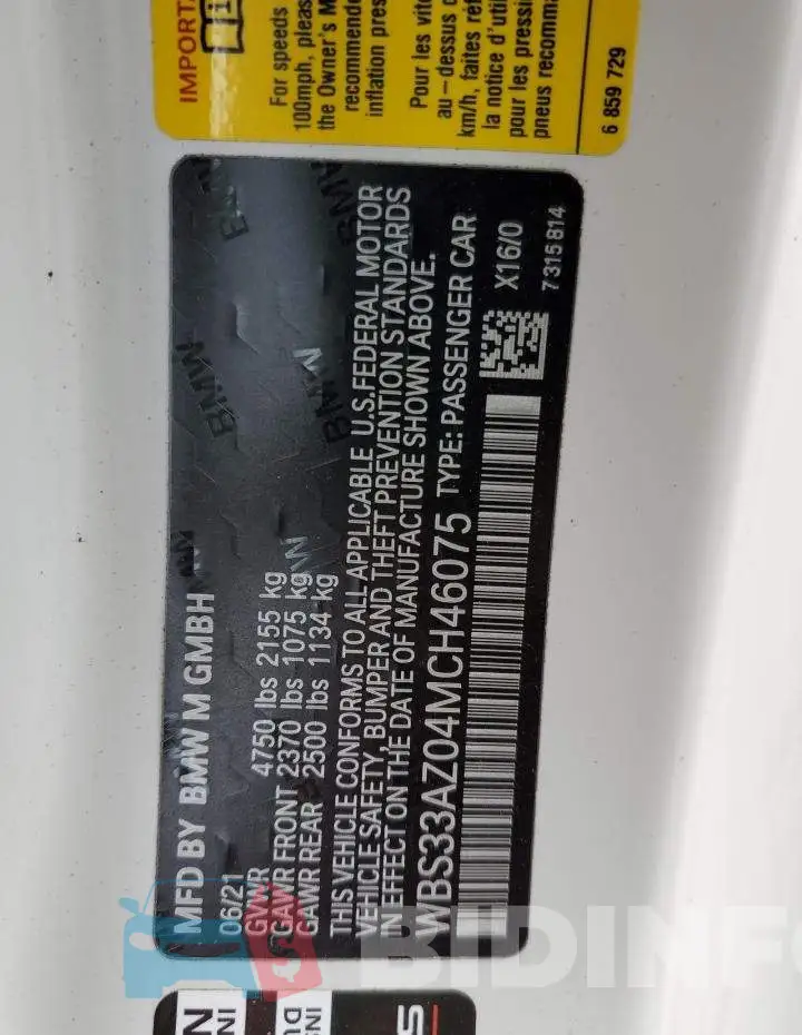 WBS33AZ04MCH46075 Photo# 12