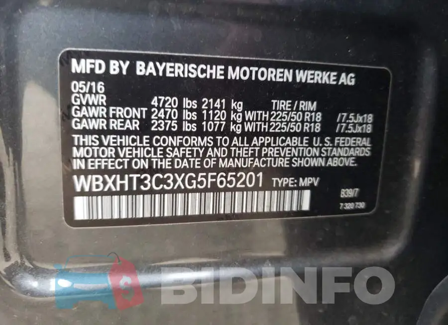 WBXHT3C3XG5F65201 Photo# 13