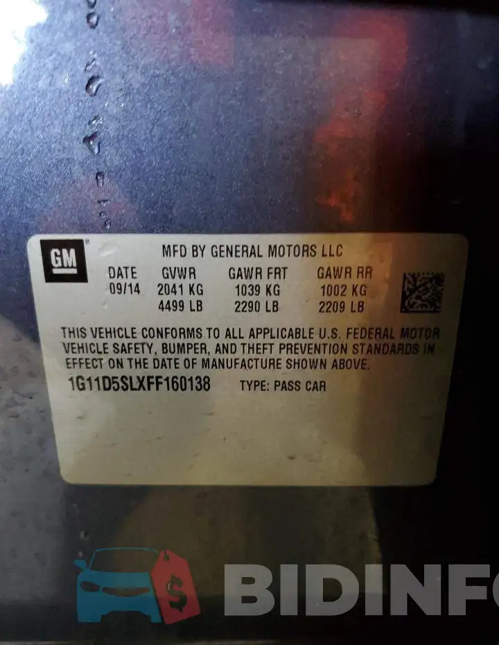 1G11D5SLXFF160138 Photo# 13