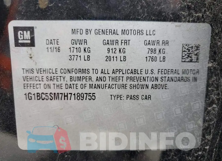1G1BC5SM7H7189755 Photo# 12