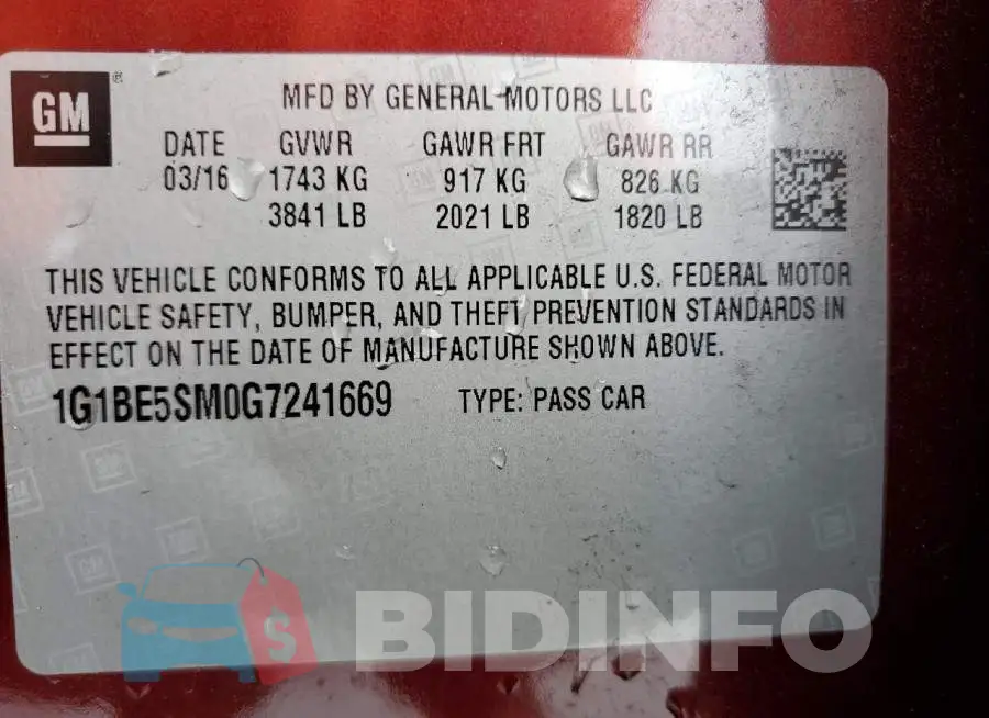 1G1BE5SM0G7241669 Photo# 13