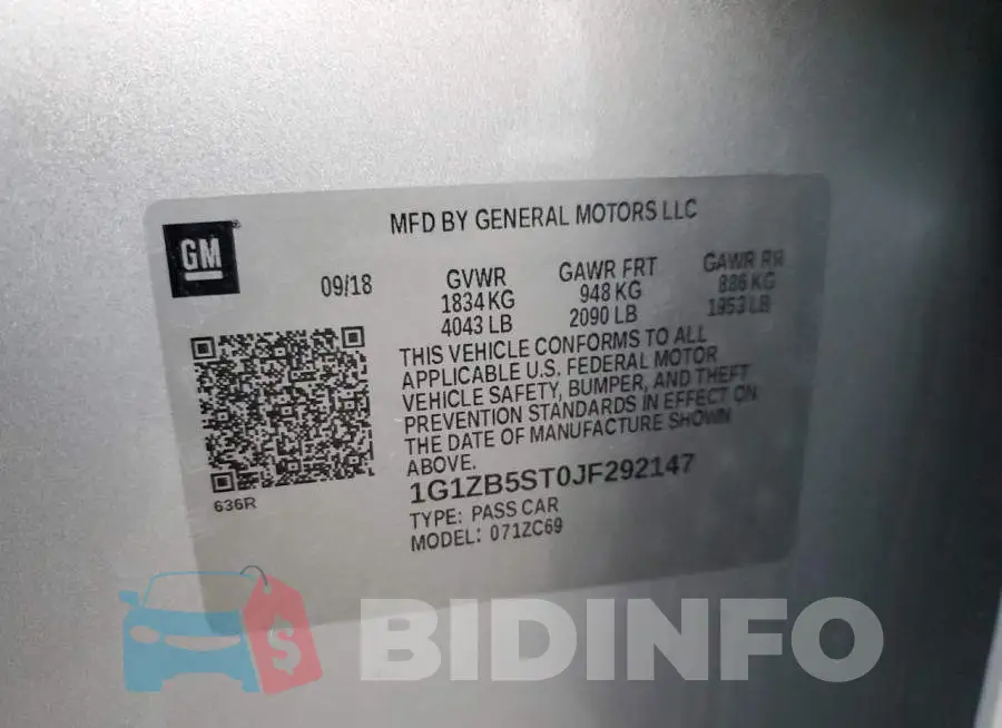 1G1ZB5ST0JF292147 Photo# 12