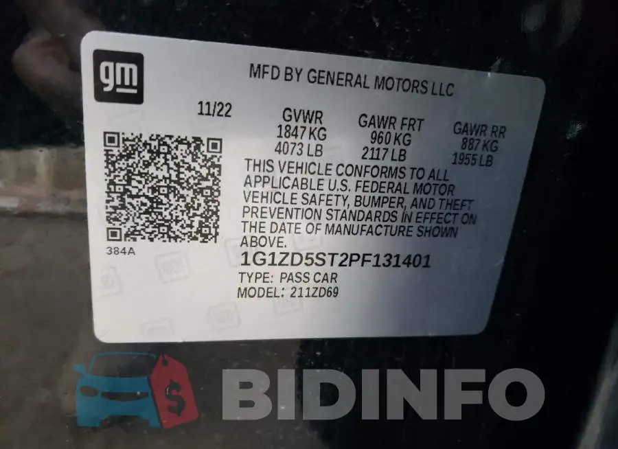 1G1ZD5ST2PF131401 Photo# 12