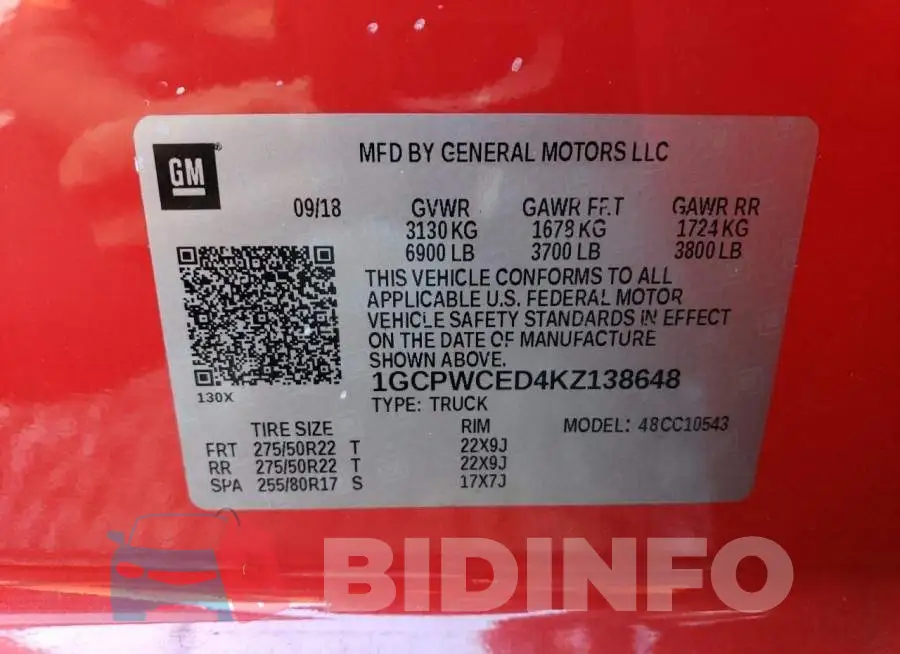 1GCPWCED4KZ138648 Photo# 12