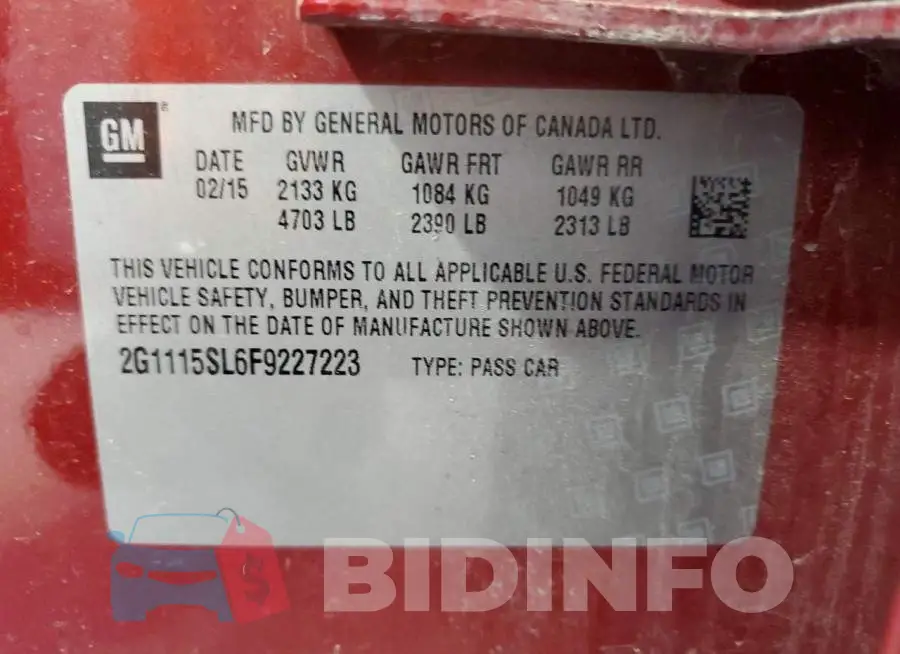 2G1115SL6F9227223 Photo# 13