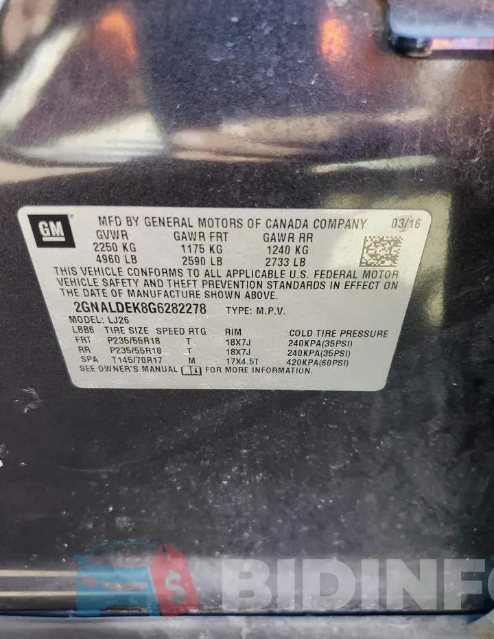 2GNALDEK8G6282278 Photo# 12
