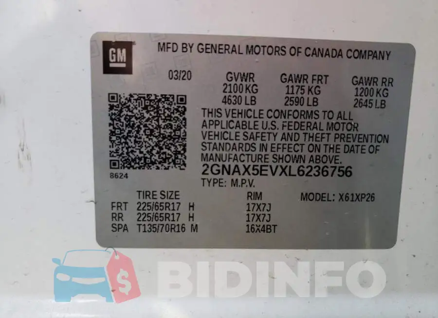 2GNAX5EVXL6236756 Photo# 12