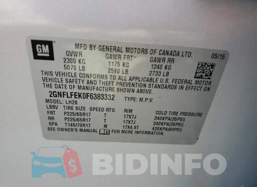 2GNFLFEK0F6383332 Photo# 12