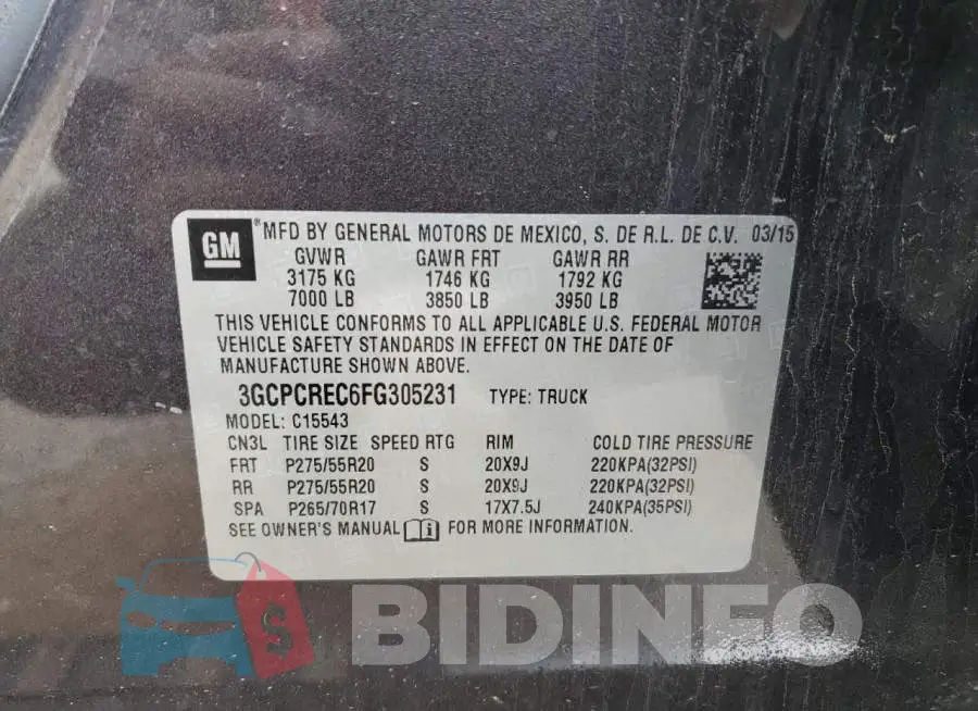 3GCPCREC6FG305231 Photo# 13