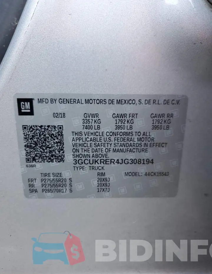3GCUKRER4JG308194 Photo# 12