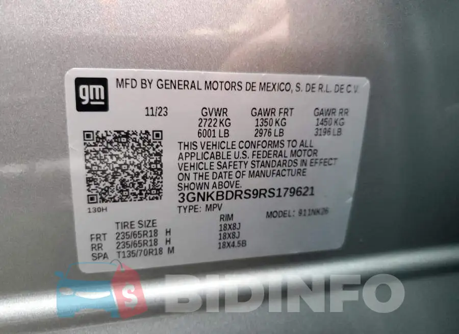 3GNKBDRS9RS179621 Photo# 12