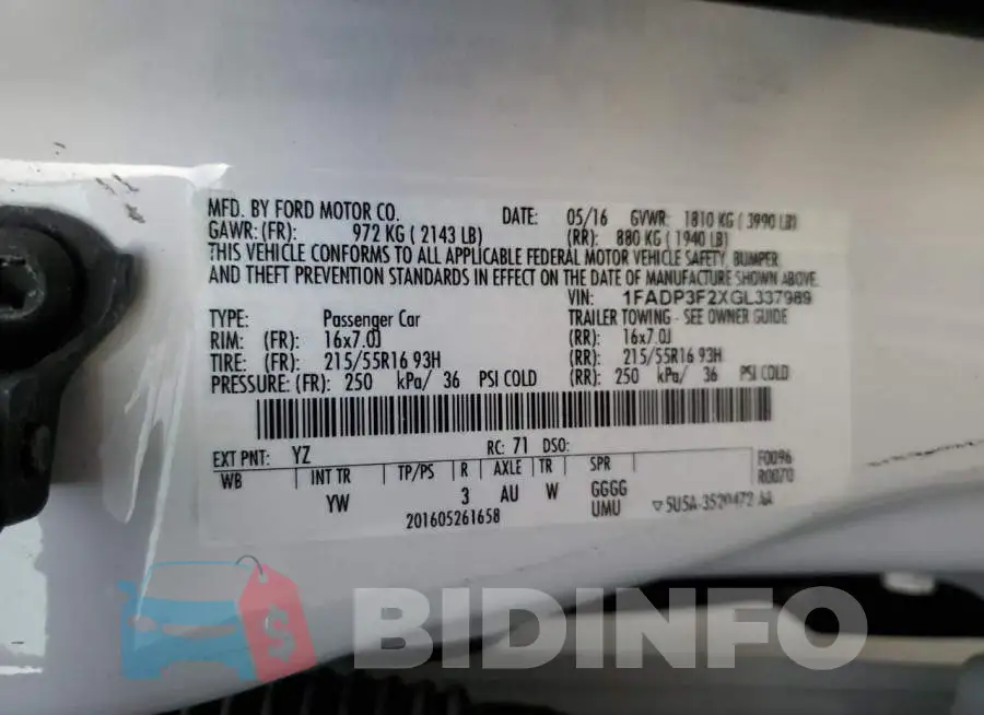 1FADP3F2XGL337989 Photo# 12