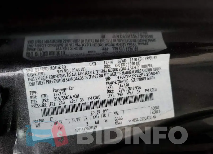 1FADP3K22FL205040 Photo# 13