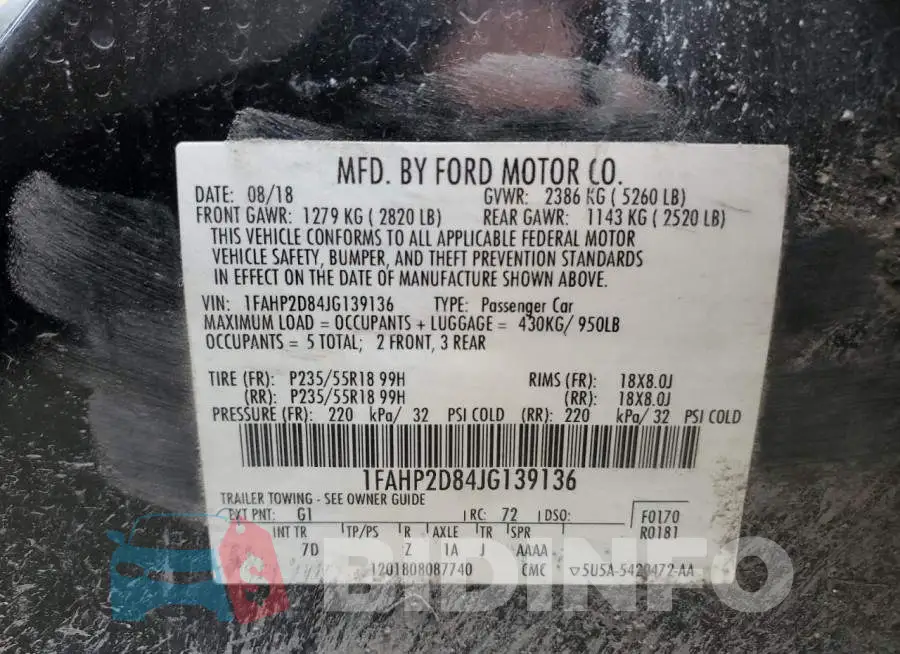 1FAHP2D84JG139136 Photo# 12