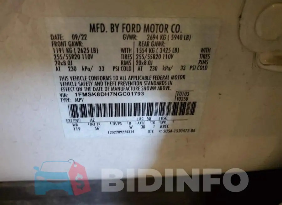 1FMSK8DH7NGC01793 Photo# 13