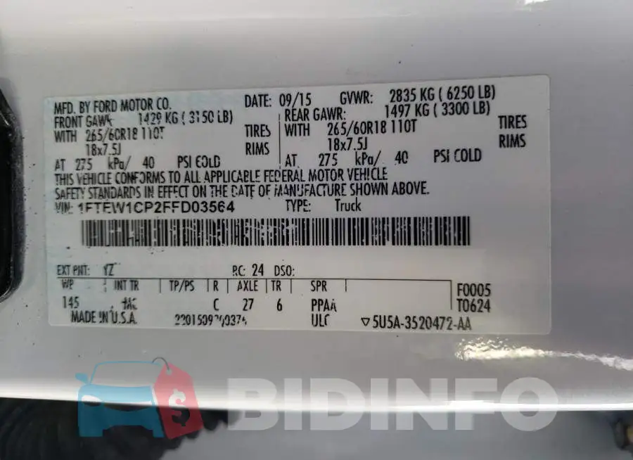 1FTEW1CP2FFD03564 Photo# 12
