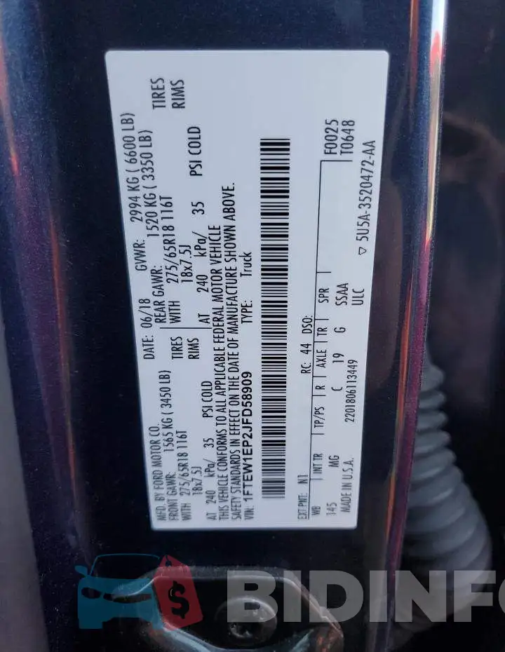 1FTEW1EP2JFD58909 Photo# 13