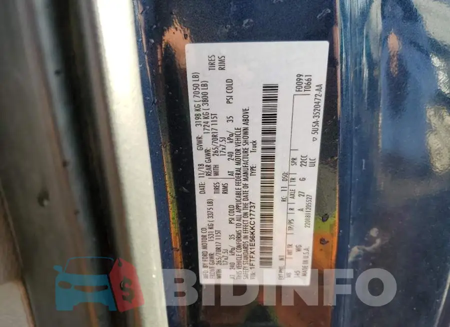 1FTFX1E56KKC17737 Photo# 13