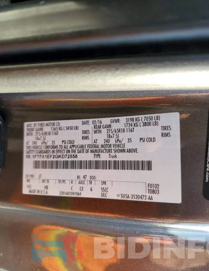 1FTFX1EF2GKD72558 Photo# 12