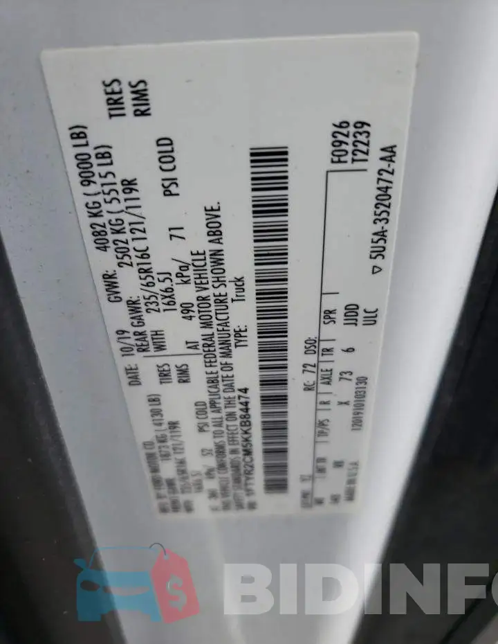 1FTYR2CM5KKB84474 Photo# 13