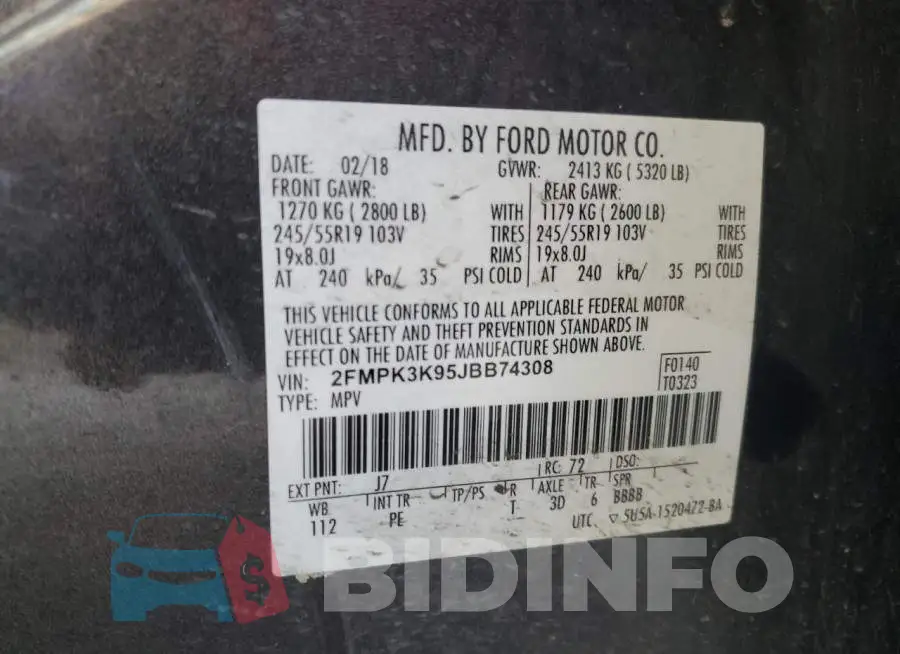 2FMPK3K95JBB74308 Photo# 13