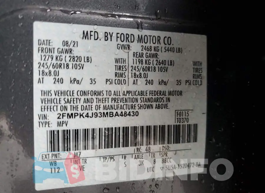 2FMPK4J93MBA48430 Photo# 13