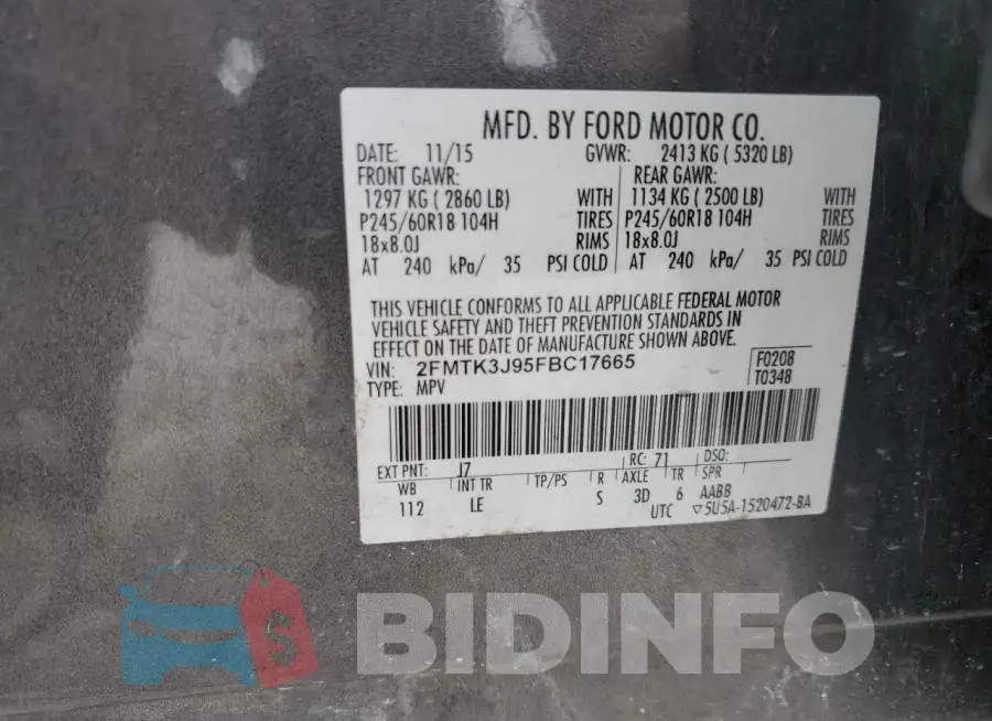 2FMTK3J95FBC17665 Photo# 12
