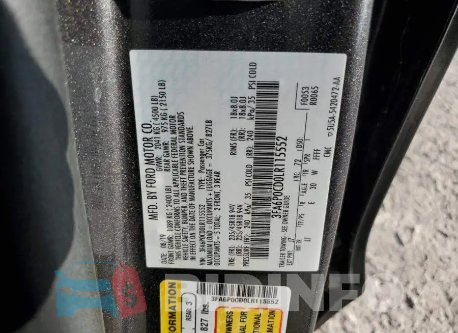 3FA6P0CD0LR115552 Photo# 12