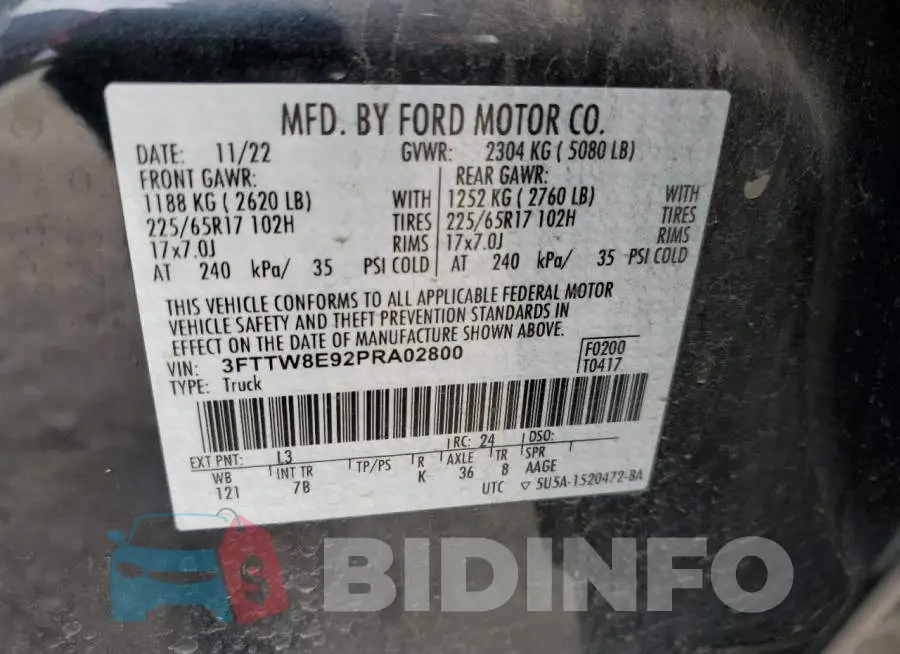 3FTTW8E92PRA02800 Photo# 12
