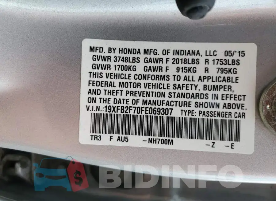 19XFB2F70FE069307 Photo# 12