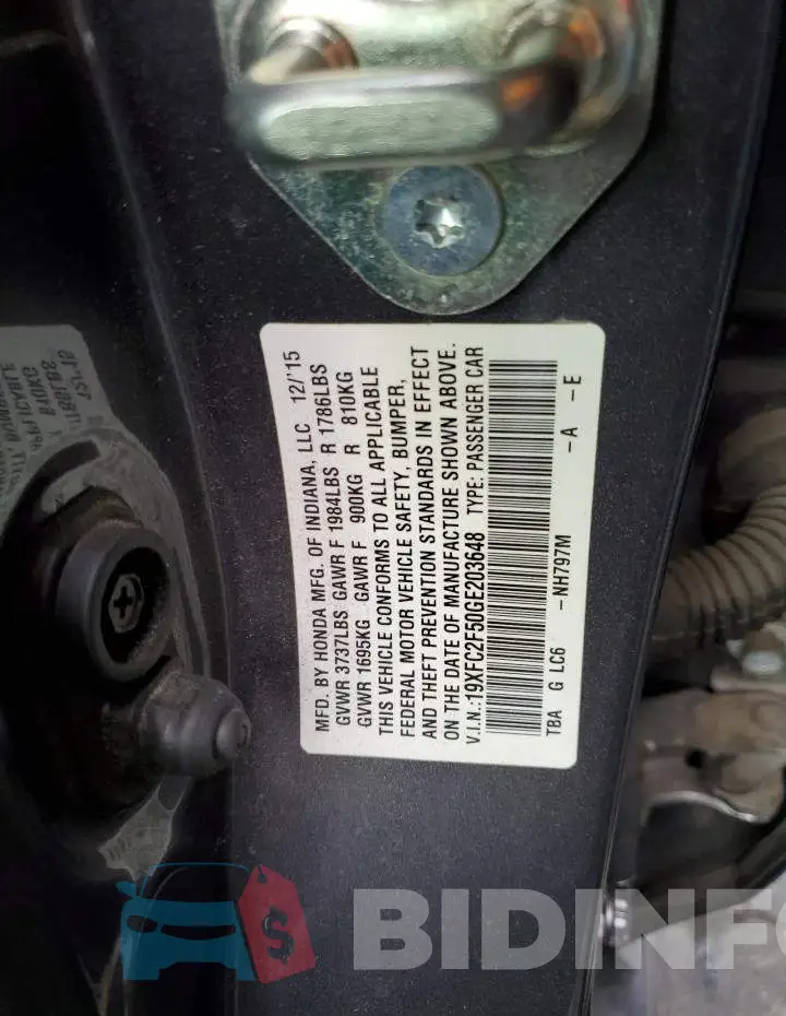 19XFC2F50GE203648 Photo# 12