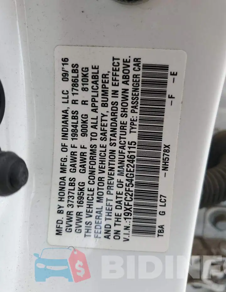 19XFC2F54GE246115 Photo# 13