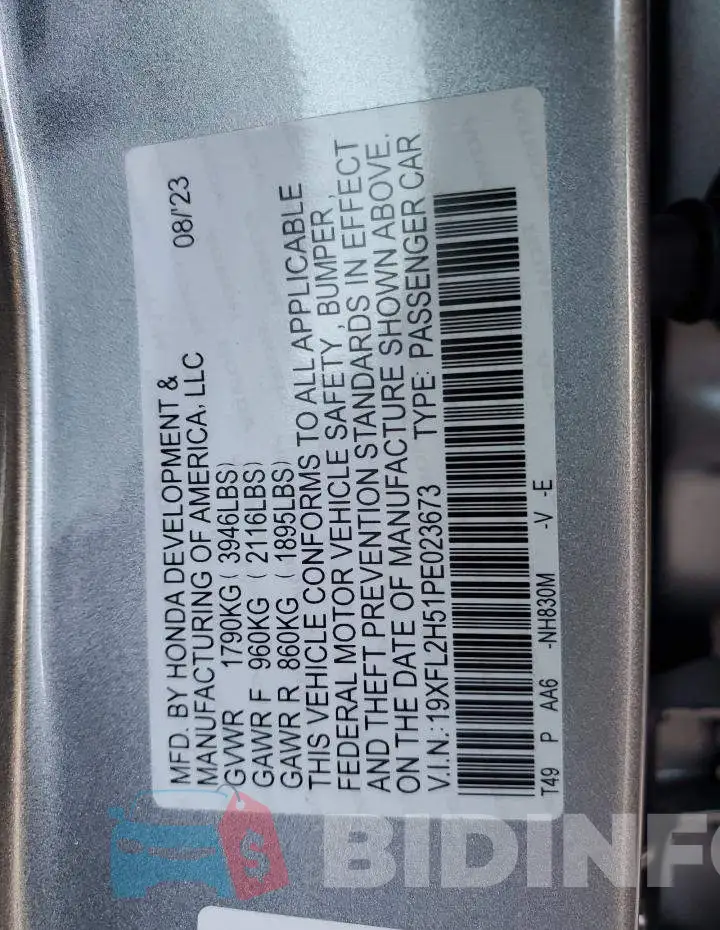 19XFL2H51PE023673 Photo# 12